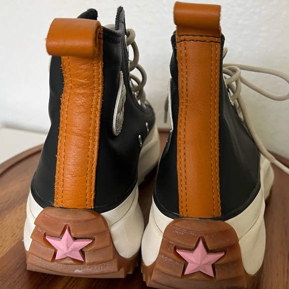 Womens 6 Converse Run Star Hike High Black Saffron Yellow Leather Shoe 568649C - Picture 11 of 15